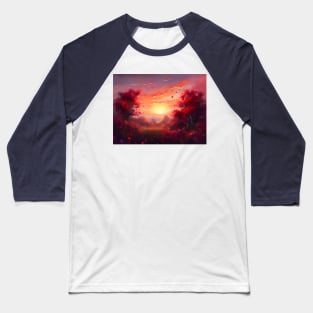 Spring landscape with a beautiful flowering trees. Baseball T-Shirt